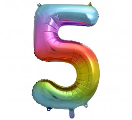 86 cm Rainbow Number 5 Foil Balloon