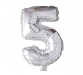 Palloncino foil argento numero 5 da 41 cm