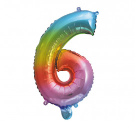 Palloncino foil numero 6 arcobaleno da 41 cm