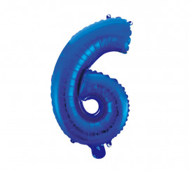 Foil Balloon Number 6 Blue Color 41 cm