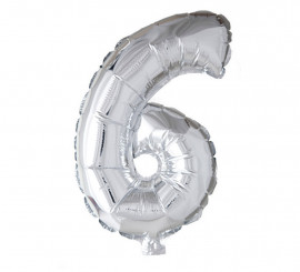 Palloncino Foil Numero 6 Colore Argento di 101 cm