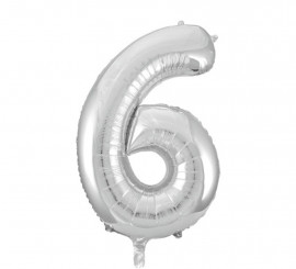 Palloncino Foil Numero 6 Colore Argento di 86 cm