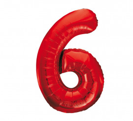 Foil Balloon Number 6 Red Color 86 cm