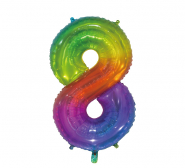 75 cm Transparent Rainbow Number 8 Foil Balloon