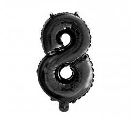 Foil Balloon Number 8 Color Black 41 cm