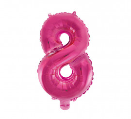 Ballon aluminium numéro 8 rose 41 cm