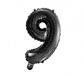 Foil Balloon Number 9 Color Black 41 cm