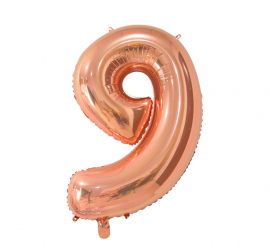 Palloncino foil numero 9 in oro rosa da 66 cm