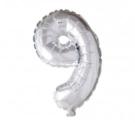 101 cm Silver Number 9 Foil Balloon