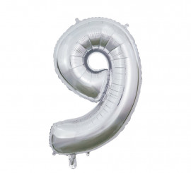 66 cm Silver Number 9 Foil Balloon