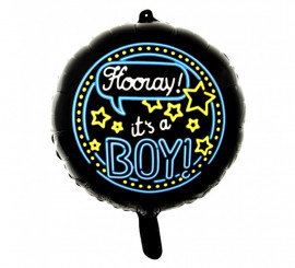 Neon Color Round Foil Balloon it's a boy 45 cm