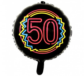 Neon Color Round Foil Balloon No. 50 of 45 cm