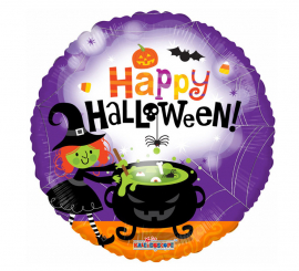 Hexe Happy Halloween Runder Folienballon 46cm