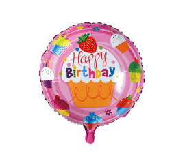 Feliz Aniversário Cupcakes Balão Foil Redondo 46 cm