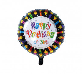 Bougies Joyeux Anniversaire Ballon Aluminium Rond 46 cm