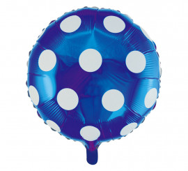 Palloncino in foil rotondo a pois blu da 46 cm