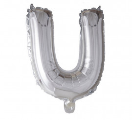 Palloncino in lamina a U color argento da 41 cm