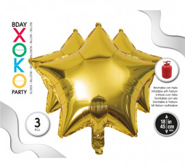 Pack of 3 Gold Star Foil Balloons, 18INx45 cm