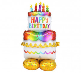 Airloonz Giant Foil Balloon Happy Birthday Cake 68X134 cm