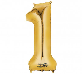 Gold metallic balloon number 1, 86 cm high