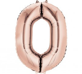 Rose Gold metallic balloon number 0, 86 cm high