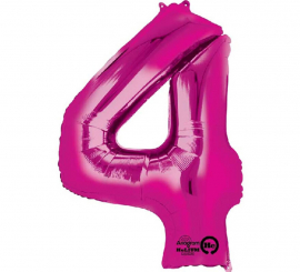 Fuchsia metallic balloon number 4, 86 cm high