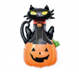 Poly Balloon Cat and Pumpkin 68x97 cm