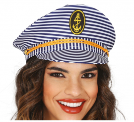 Gorra de Capitán Marinero a rayas adulto