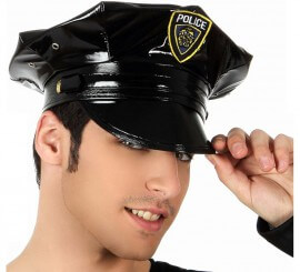 Gorra de Cuero Negra para Policía