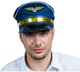 Blue and gold pilot cap