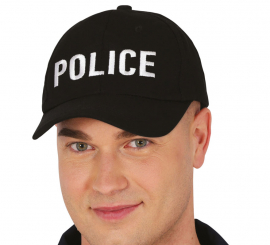 Adult black police cap