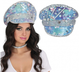 Gorra de Policía azul con Perlas adultos