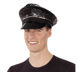 Black police cap with sequins