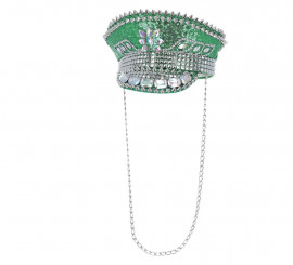 Adult Deluxe Green Sequin Captain's Hat