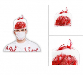 Gauze hat with blood