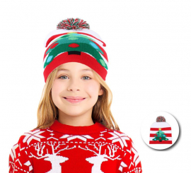 Children's Christmas hat with striped Christmas tree