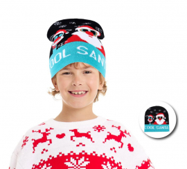 Cool Santa Claus Christmas Hat Blue Kids