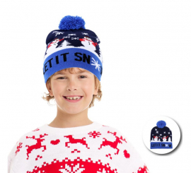 Blue Snow Reindeer Hat for Kids