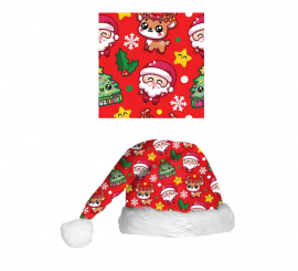 Chapéu vermelho estampado de Natal para crianças Chapéu vermelho estampado de Natal para crianças