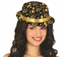 Black and Gold Happy New Year Gangster Hat