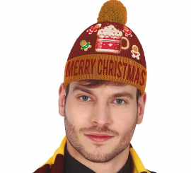 Burgundy wool effect Christmas hat