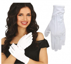 Adult white glove with button, 24 cm