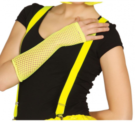 Punky neon yellow fishnet glove