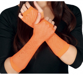 Punky neon orange fishnet glove