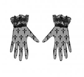 Black Openwork Gloves with 22 cm Crosses
