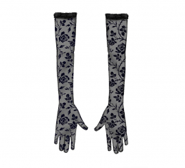 Luvas pretas com aberturas florais 38 cm Luvas pretas com aberturas florais 38 cm