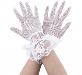 Luvas de rede branca com renda Luvas de rede branca com renda