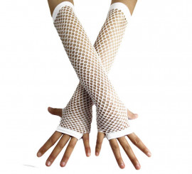 Long White Net Gloves