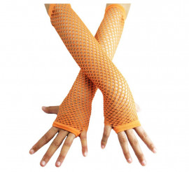 Orange Long Net Gloves