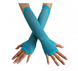 Turquoise Long Net Gloves